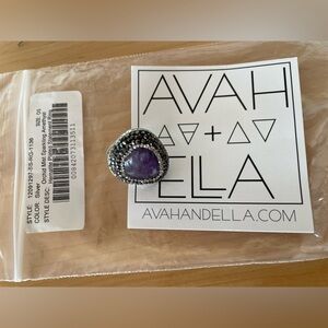 Orchid Mist Amethyst Hematite Plated Ring with Silver Accents